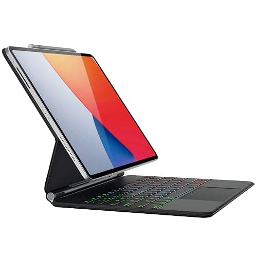 doqo Keyboard case for iPad Air 13 (M2) 2024/ (M3) 2025 and iPad Pro 12.9(6th,5th,4th,3rd Gen), Magic Keyboard case with Multi-Touch Trackpad Slim 7 Colors Backlit Black - Image 1