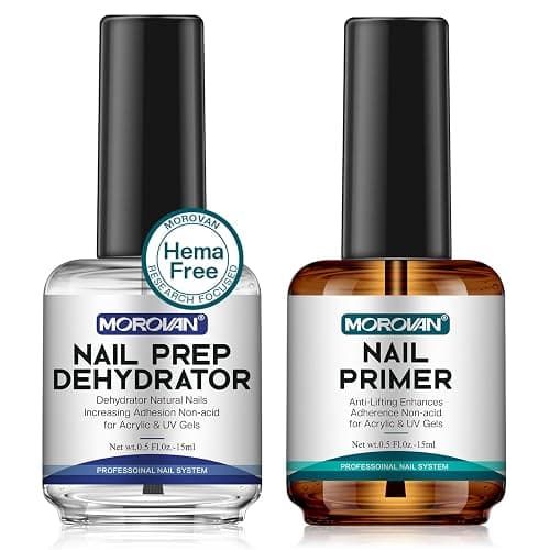 Morovan Professional Natural Nail Prep Dehydrate and Acid-Free Primer, Dehydrator for Acrylic and Gel Nail Polish, Non Acid Primer for UV Gels Fast Dry Superior Bonding Agent Gift Box Set - Image 1