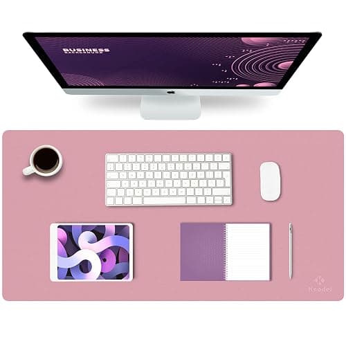K KNODEL Large Office Leather Desk Mat, Mouse and Keyboard Pad, Computer and Laptop Mat, Desktop Protector and Cover, Writing Pad and Blotter (31.5"x15.7", Purple) - Image 1