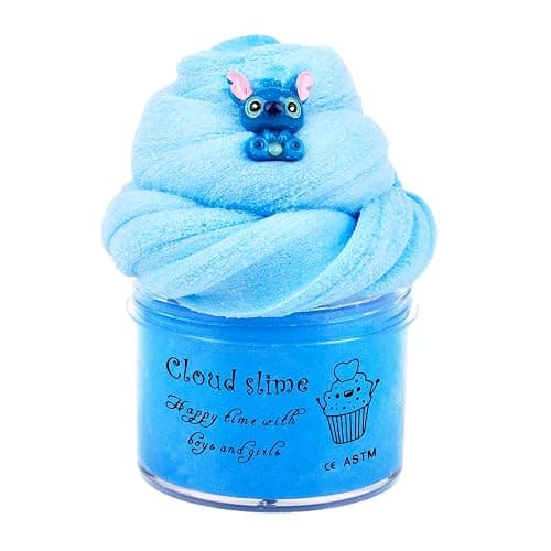 (7oz 200ML) Blue Cloud Slime, DIY Stress Relief Toy with Cute Slime Fun Charms, Birthday Gifts for Kids Girls Boys, Party Favor - Blue - Image 1