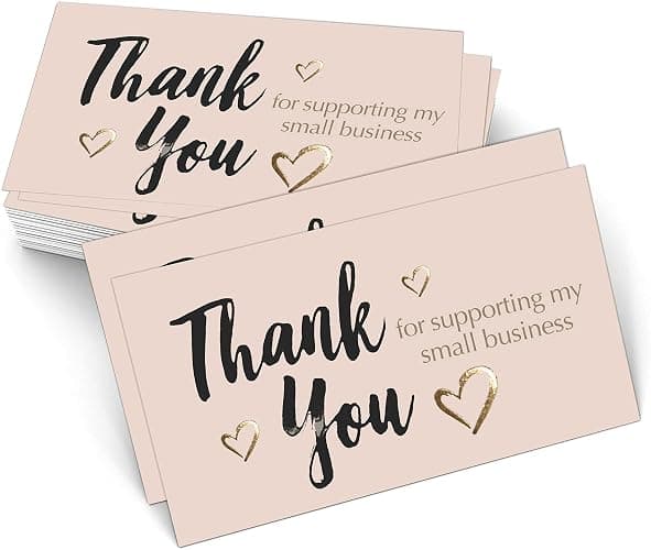 easykart labels 120 Thank You For Supporting My Small Business Cards, Gold Foil Business Card Size 3.5" x2", Thank You Cards for Online Retail Shop, Small Business, Customer Package Inserts - Image 1
