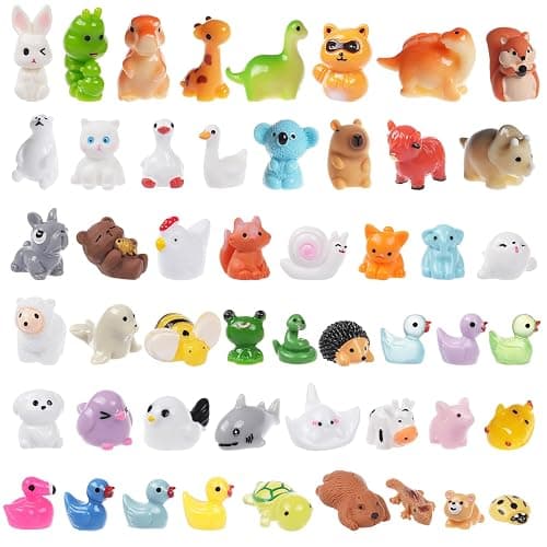 BeadRiver 50PCS Mini Resin Animals Tiny Animals Miniature Figurines Bulk for Micro Fairy Garden Landscape Dollhouse Accessories Hide and Seek Crafts Decor Aquarium Toys - Image 1