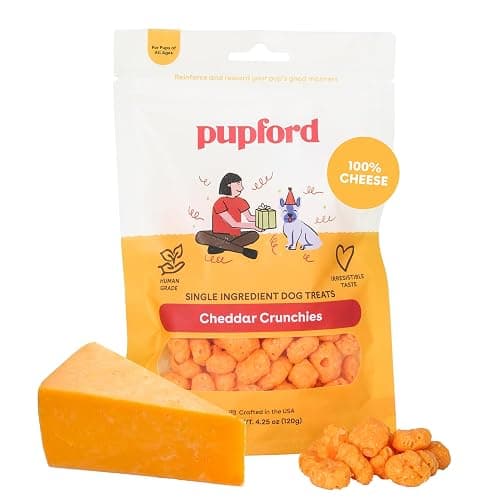Pupford Cheese Crunchies, All-Natural, Healthy, Freeze Dried, Single-Ingredient Treat for Dogs & Puppies (Cheddar, 7.50 oz) - Image 1