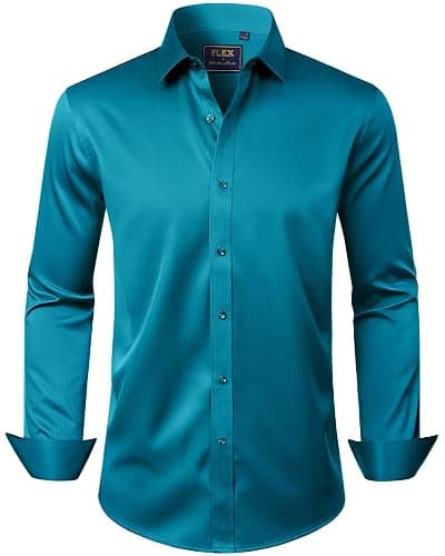J.VER Men's Dress Shirts Solid Long Sleeve Stretch Wrinkle-Free Formal Shirt Business Casual Button Down Shirts - Image 1