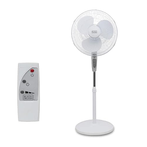 BLACK+DECKER 18-Inch Stand Fan with Pedestal Base, Height Adjustable Pedestal Fan with Remote and Touch Control Panel, Free Standing Fan with 90-Degree Oscillating and 3-Speed Settings, Black - Image 1