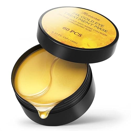 Fivewan 24k Gold Under Eye Patches - 60 Pcs Eye Mask Pure Gold Anti-Aging Collagen Hyaluronic Acid Under Eye Mask for Removing Dark Circles, Puffiness & Wrinkles Refresh Your Skin - Image 1