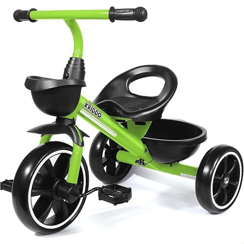 KRIDDO Tricycles Age 24 Month to 4 Years, Toddler Kids Trike for 2.5 to 5 Year Old, Gift for 2-4 Year Olds , Green - Green - Image 1