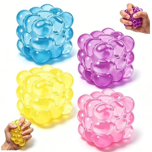LAHAND 4Pack Cube Bubble Squishy Fidget Toy,Slow Rising Stress Cube,Soft Squishies Toys for Anxiety Stress Relief for Party Favors Gifts Classroom Prizes - Image 1