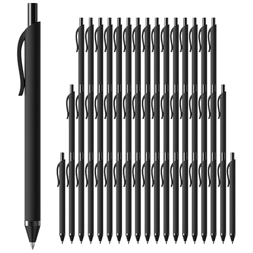 InkSlick 50 Pack Black Ink Pens - Bulk Pens, 1.0MM Medium Point Ballpoint Pens, Smooth Writing No Bleed Retractable Ball Point Pen (Black) - Image 1