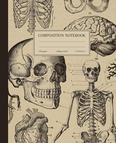 Composition Notebook College Ruled: Human Anatomy Vintage Medical Illustration | Skull Skeleton Med School Student Gift Journal | Wide Lined - Image 1