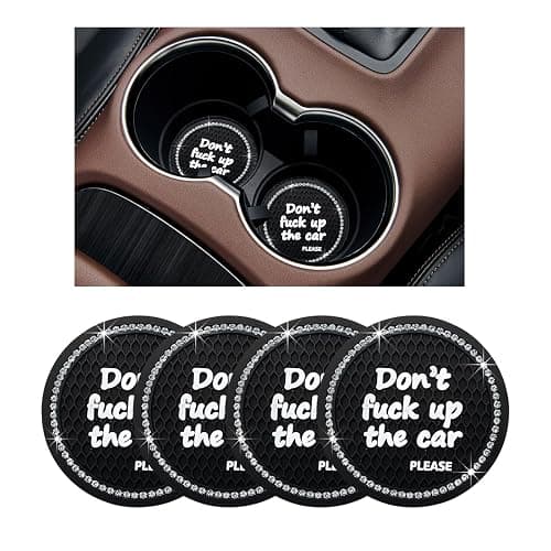 Ziciner 4 Pack Bling Car Cup Holder Coaster, 2.75 Inch Anti-Slip Auto Insert Cup Coaster, Crystal Car Drink Cup Mat Perfect for Women Girls, Universal Interior Decor Accessories (Black) - Image 1