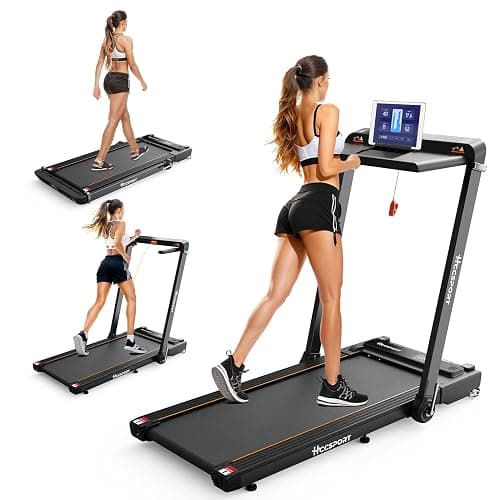 Treadmill with Incline, 3 in 1 Under Desk Treadmill Walking Pad with Removable Desk Workstation 3.5HP Foldable Compact Walking Treadmills for Home Small Office with Wristband Remote Control - Image 1