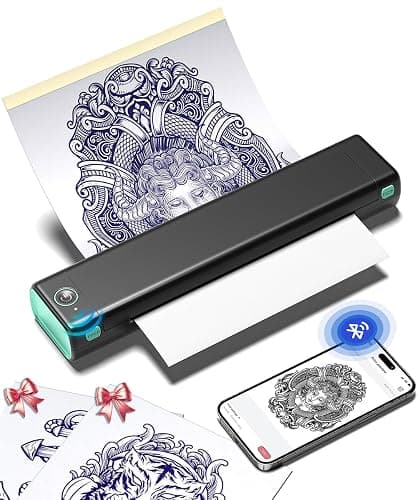 Phomemo Tattoo Stencil Printer, M08F Bluetooth Thermal Tattoo Printer with 10pcs Transfer Paper, Compatible with Phone/Tablet/PC, Tattoo Supplies for Tattoo Artist & Beginner, Black & Green - Image 1