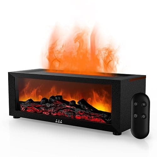 TMEHM Fireplace Flame Air Diffuser Humidifier,7 Colors Aromatherapy Essential Oil Diffuser,Ultrasonic Aroma Humidifier with Timer for Home,Bedroom,Office,Yoga (BlackB, L) - Image 1
