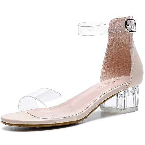 Dufannie Girls Sandals Low Heels Dress Pump Ankle Strap Open Toe Flower Girl Wedding Party for Toddler Little Big Kid - Image 1