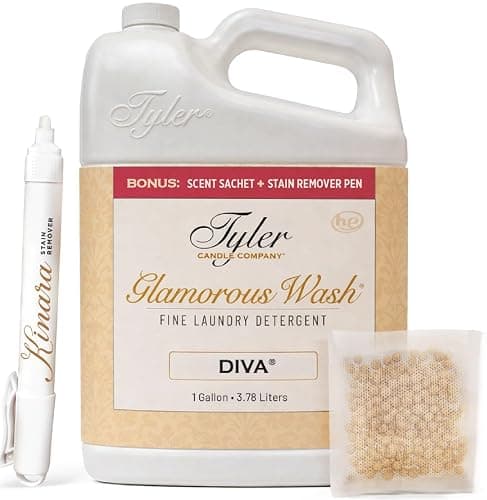 KINARA Tyler Glamorous Wash Liquid Laundry Detergent, Bundle with Stain Remover Pen, Fresh Scented Sachet - Gentle Washing Detergent, Laundry Supplies - 1 Gallon - Image 1
