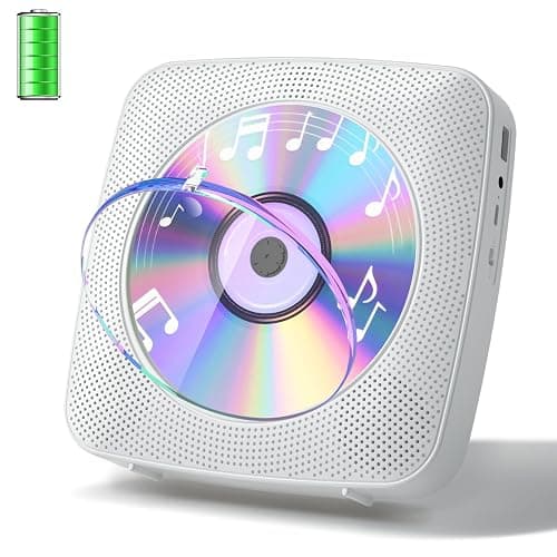 Gueray CD Player Portable with Bluetooth Wall Mountable, CD Music Battery Operated Players for Home with Speakers 1800mAh Rechargeable LCD Screen Display FM Radio USB AUX Jack Remote Control - Image 1