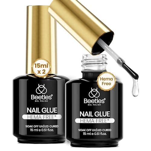 Beetles 2Pcs 15ml HEMA-Free Nail Glue Gel for Acrylic Nail Tips & Clear Press On Nails, Super Strong U V Nail Glue for Nail Extensions, DIY Long Lasting Nail Gel Kit - Image 1