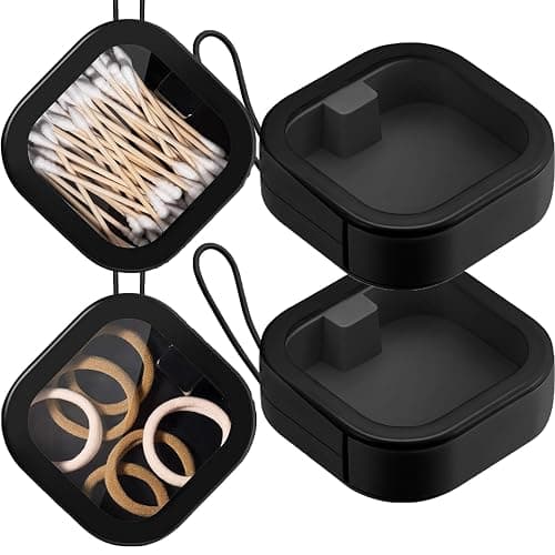 2pcs Hair Tie Organizer,Portable Travel Qtip Holder,Bathroom Storage Organizer Qtip Dispenser Cotton Swabs Dispenser Kids Hair Accessory Box with Lid for Bathroom,Desktop Organizer(2PCS,2Black) - Image 1