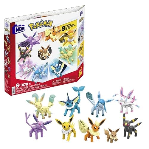 MEGA Pokémon Building Toys Set Every Eevee Evolution with 470 Pieces, 9 Poseable Characters, for Kids, GFV85 - Image 1