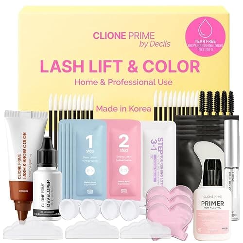Korean At Home Eye Lash Lift and Color Kit Professional Brow Lamination and Color Kit Eye Lash Color Brown Eye Brow Color Kit - Image 1