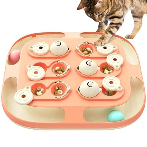 KADTC 2 Ways to Play 2 Levels in 1 Cat Treat Puzzle Toy & Track Balls for Indoor Cats Puzzles Feeder Kitten Stimulating Enrichment Toy Sensory Activity Kitty Interactive Entertainment Games - Image 1