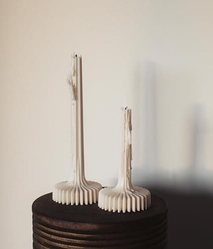 LAWA Set of 2 Vase Candle - Beautiful Handmade Pillar Unscented Soy Wax Elegant Aesthetic Candle Housewarming Gift Home Room Shelf Decor Idea White - White - Image 1
