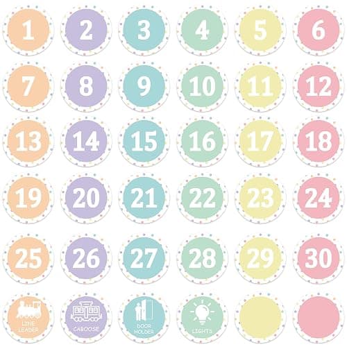 36PCS Pastel Number Spot Markers Stickers 4" Line up Spots for Classroom Floor Self Adhesive Vinyl Stickers Number Spot Markers Decals for Back to School Kindergarten Preschool Elementary Supplies - Image 1