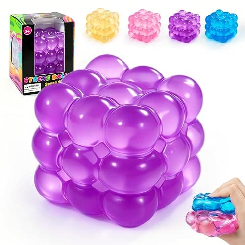 Ice Cube Squishy Fidget Toy Squishy Cube,Slow Rising Squeeze Cubes Fidget Toy, Sensory Stress Relief Toy for Focus and Relax Hand Muscles, Soft Handheld Squeeze Cube for Desk Fidget (Purple - Image 1