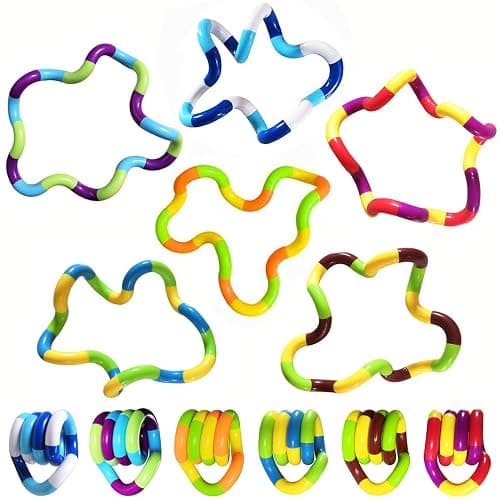 Sensory Fidget Toys - 6PCS Multicolor Twisty Fidget Toys for Adults, Boys, Girls for Relaxation, Anxiety Stress Relief, Decompression - Squeeze, Twist, Chain Spinner Alternative Gift - Image 1
