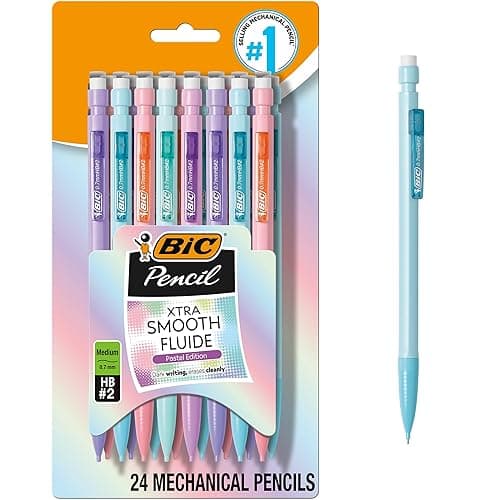 BIC Xtra-Smooth Pastel Mechanical Pencils with Erasers, Medium Point (0.7mm), 24-Count Pack, Bulk Mechanical Pencils for School or Office Supplies - Image 1