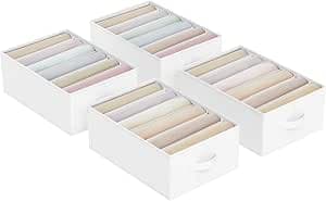 SONGMICS RUS009W04 6 Compartment Foldable Drawer Organizer for Trousers, Clothes, 42 x 30 x 17 cm, Classic White, 4 Pack : Amazon.com.be: Home & Kitchen - Image 1