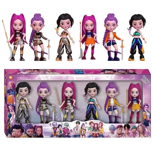 Metaparty K-pop De-mon Hunters Figures, Toy Model Set for Hunters Fans Birthday Desktop Gifts, Huntr Figure Desktop Decorations Birthday Party Supplies (C3-6Pcs) - Image 1