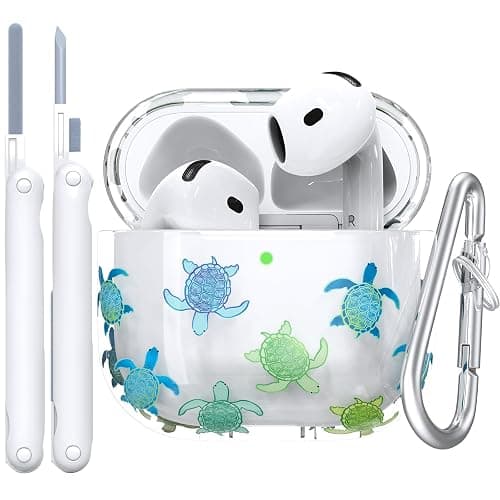 Case Cover Compatible with AirPods 4th Generation 2024, Wireless Charging, Shockproof, Soft TPU Transparent Reduced Yellowing for AirPods 4 Cases with Cleaning Kit & Carabiner - Image 1