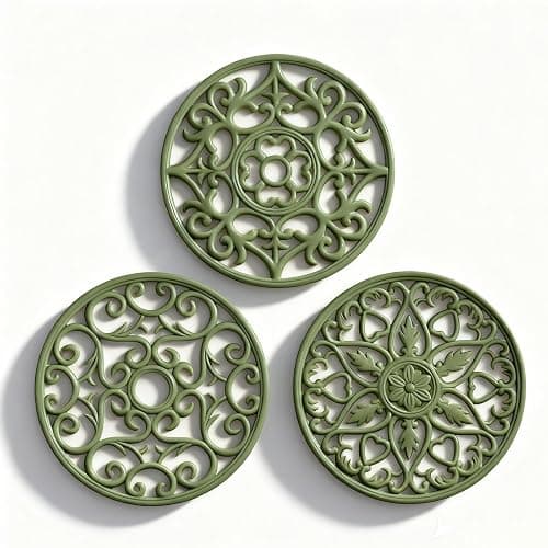 ME.FAN Trivets for Dishes/Pots/Pans, 3 Pcs Silicone Mats, Flexible/Durable/Non Slip Hot Pads to Protect Table and Counter Top (Olive Green) - Image 1