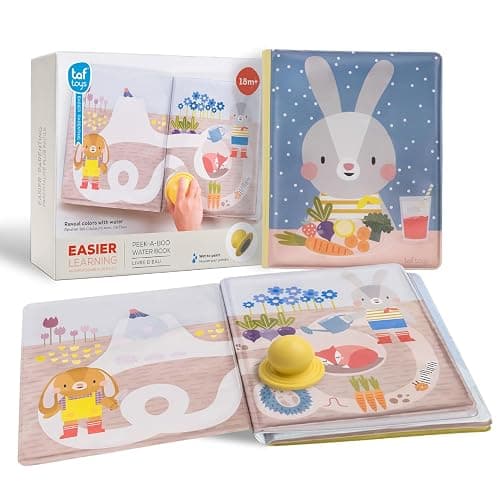 Taf Toys water reveal pad with Magic Stamp Interactive Reusable Water-Reveal Activity book for Toddlers 18 month, Non-Toxic & Quick-Drying Baby water magic for Toddler and Infants, Perfect Shower Gift - Image 1