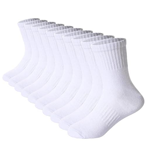 DoSmart Kids Athletic Crew Socks Boys Girls Classics Cotton School Uniform Childs Sports Breathable Casual Socks 10 Pairs - Image 1