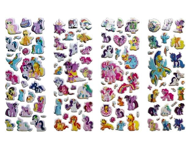 My Little Pony Puffy Stickers - 200 Pieces, 8 Sheets Party Favors - Kids' Favorite 3D Cute and Teacher Stickers - Rainbow Dash, Twilight Sparkle, Pinkie Pie, Rarity, Fluttershy and More - Image 1