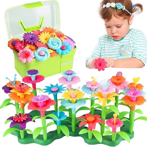CENOVE Birthday Toys Gifts for 3 4 5 Years Old Toddler Girls Boys,Flower Garden Building Toy STEM Educational Activity Preschool Gift Toys for Kids Age 3+ with Storage Box - Image 1