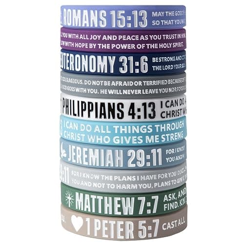 KUCLIN 12-Piece Bible Verse Bracelets - Christian Scripture Silicone Wristbands for Men & Women (Fresh Colors) - Image 1