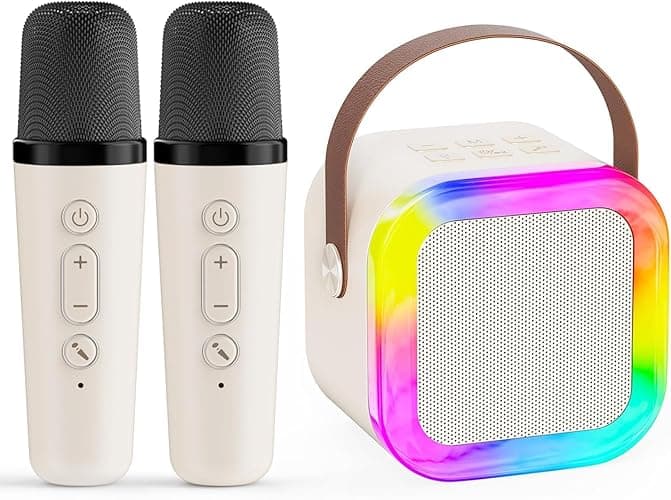 Karaoke Machine for Kids,2025 New Mini Portable Karaoke Toys, Karaoke Speaker with 2 Wireless Mics & Light for Home Party for Adults,Birthday Gifts for Girls and Boy Age 3-12 +Year Old (White-2 M IC) - Image 1