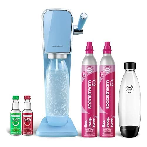 SodaStream - ART Sparkling Water Maker | VALUE BUNDLE | CQC CO2 system | Includes 2x CO2 Cylinders, 2x 32 Fl Oz Dishwasher Safe Bottles, 2x Bubly Flavor Drops | Combine with Pepsi Flavors | Misty Blue - Image 1