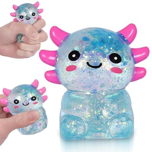 Axolotl Squishy Stress Ball, Soft TPR Slow Rising Squeeze Toy, Cute Axolotl Fidget Toy for Stress Relief, Anxiety Calming Sensory Toy for Kids Adults(Blue Seated Axolotl) - Image 1