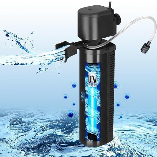 Aquarium Filter for 40-150 Gallon Tank, U-V Fish Tank Green Clean Machine Submersible Powerful Pump Canister Filter 400GPH for Pond Turtle Tank Saltwater Freshwater Crystal Clear Green Killing - CTUV-H8F(for 40-150 Gallon) - Image 1
