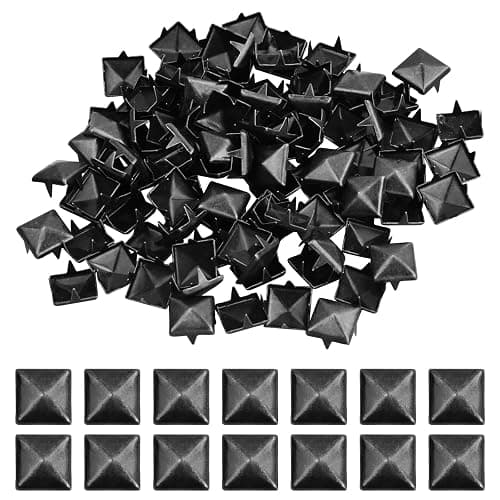 Hoxfly 100Pcs Square Rivets, 10 mm Four Jaw Square Spike Studs, DIY Leathercraft Spike Rivets, Metal Pyramid Rivet Studs for Leather Clothing Shoes Bracelets Handbags DIY Punk Rock Jewelry (Gun Black) - Image 1
