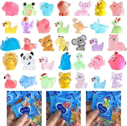 100pcs Mini Glow in The Dark Animal Resin Models, Mystery Resin Animals Blind Bag, Mini Luminous Farm Ocean Figures, Animal Miniatures for Fairy Garden Accessories, Random Design(Animals) - Image 1