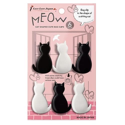 Sturdy & Cute Cat Chip Clips - Set of 6 Strong Grip for Snack Bags, Documents, Gift Bags Durable and Resilient | LOVE LOVE JAPAN - Image 1