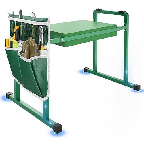 Garden Kneelers Seat, Stable and Save Anti-Tipping Design 10.2" Wider Garden Kneeler and Seat with Handle, Heavy Duty Gardening Stool for Seniors, Gardening Weeding Bench for Gardeners Parents - Green - Image 1