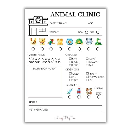 Veterinarian Play Notepad for Kids – Pretend Vet Animal Clinic Imaginative Role-Play Playtime Pad – Large 5x7” Notepad, 25 Pages, Made in USA - Image 1