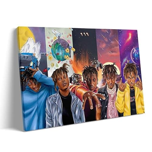 Juice WRLD Canvas Wall Art Decor - Collage of Juice WRLD Album Covers Featuring Iconic Designs and Portraits, Rap Music Poster Prints for Bedroom or Studio Decoration, Music Fans Gift 8X10 inch - Image 1